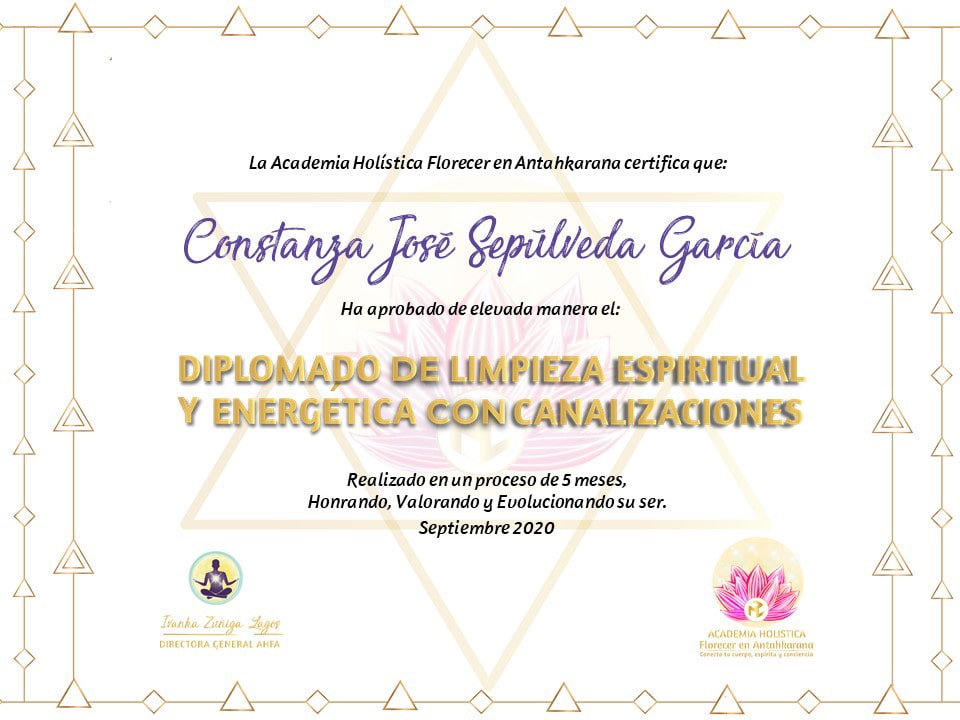 Certificado de Diplomado limpieza espiritual y energetica Constanza José Sepúlveda García-min